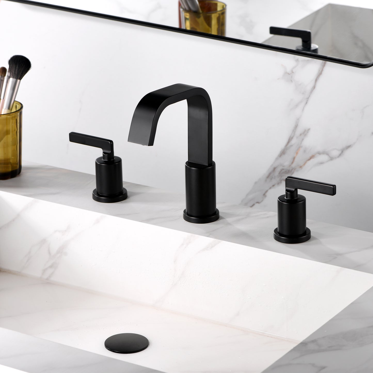 Raiden 8 in. Widespread 2-Handle Bathroom Faucet in Matte Black