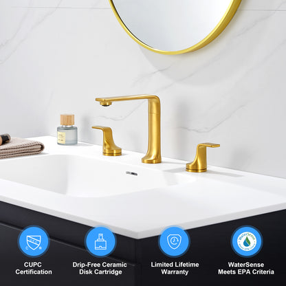 Varen 8 in. Widespread 2-Handle Bathroom Faucet in Brushed Gold