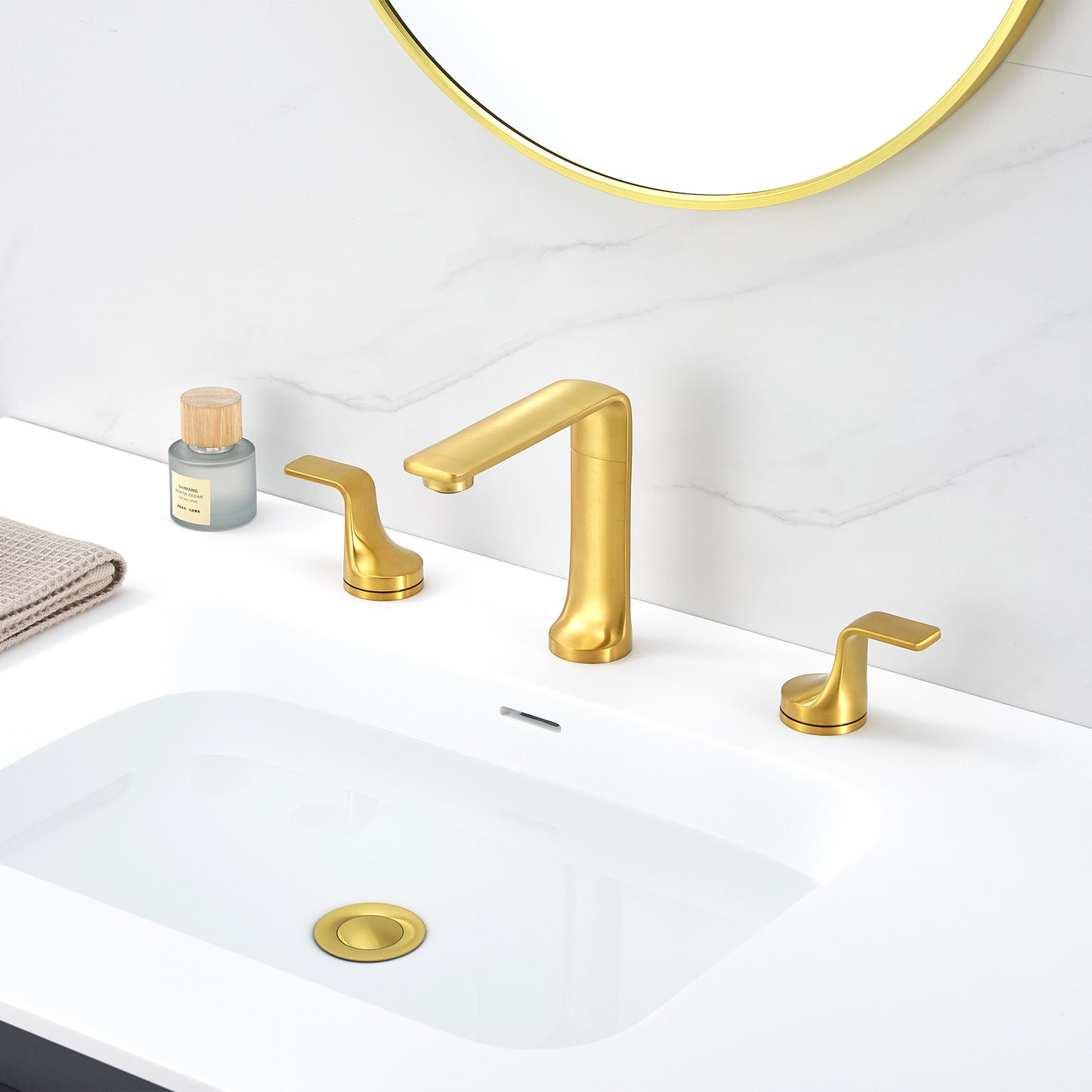 Varen 8 in. Widespread 2-Handle Bathroom Faucet in Brushed Gold