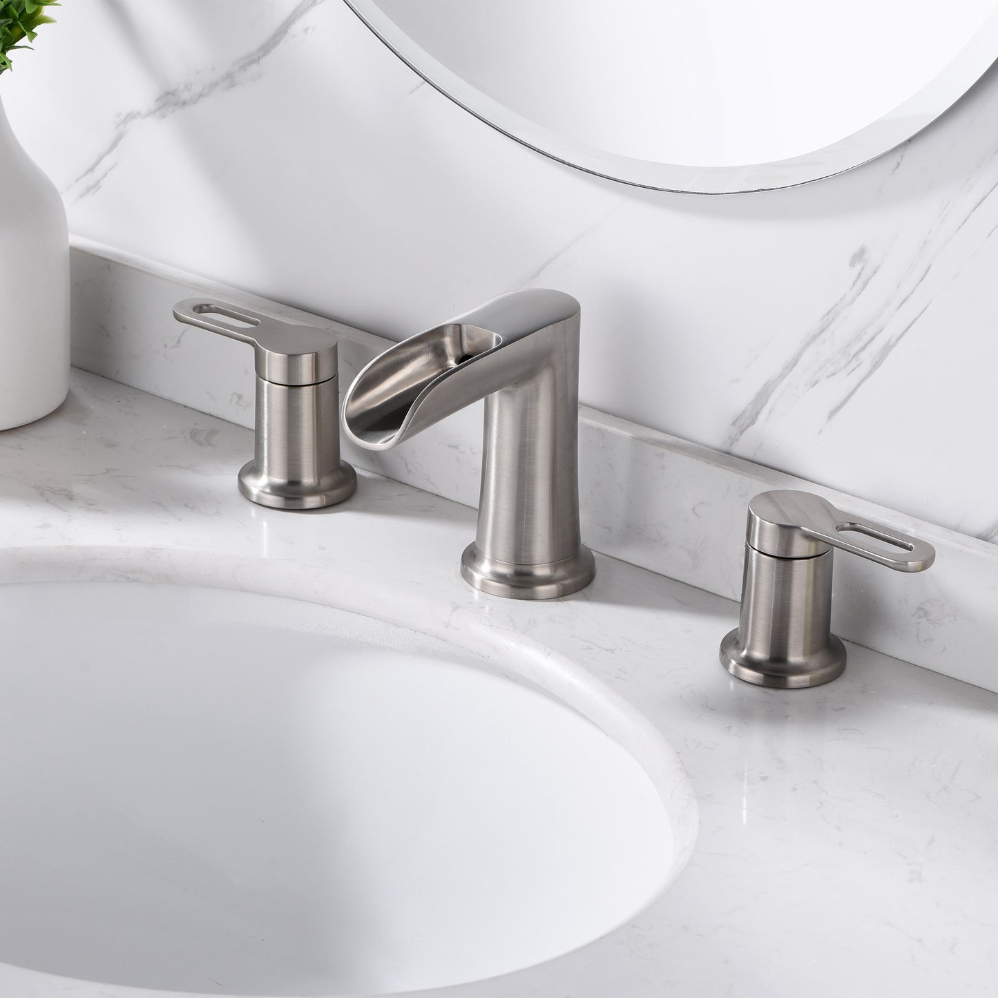 Waterfall 8 in. Widespread 2-Handle Bathroom Faucet in Brushed Nickel