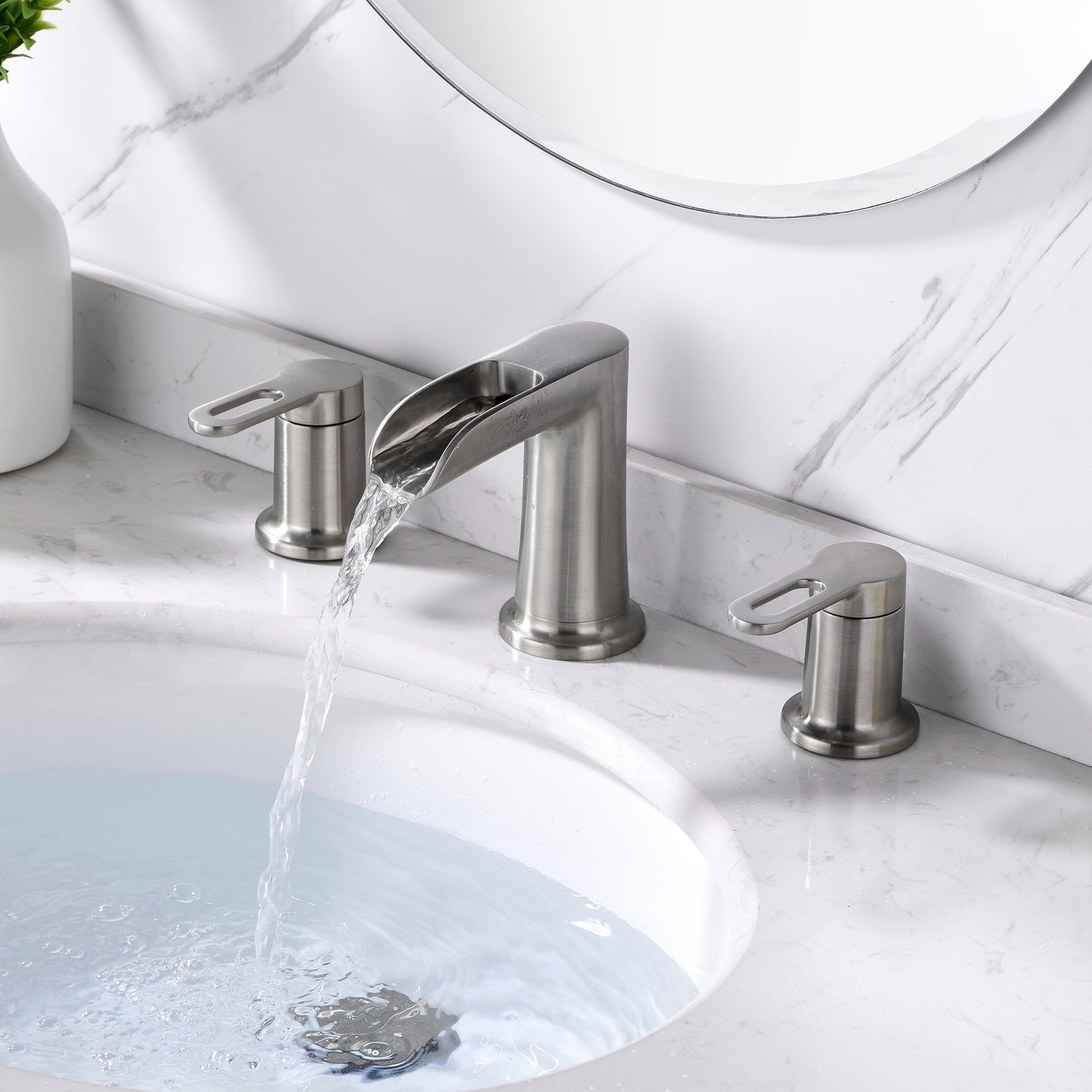 Waterfall 8 in. Widespread 2-Handle Bathroom Faucet in Brushed Nickel