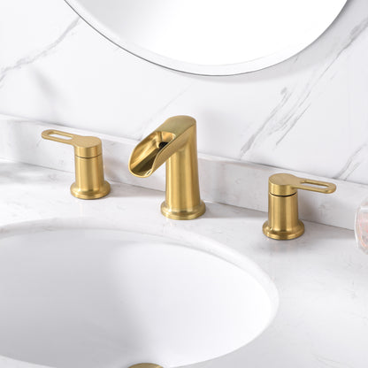 Waterfall 8 in. Widespread 2-Handle Bathroom Faucet in Brushed Gold