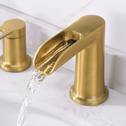 Waterfall 8 in. Widespread 2-Handle Bathroom Faucet in Brushed Gold