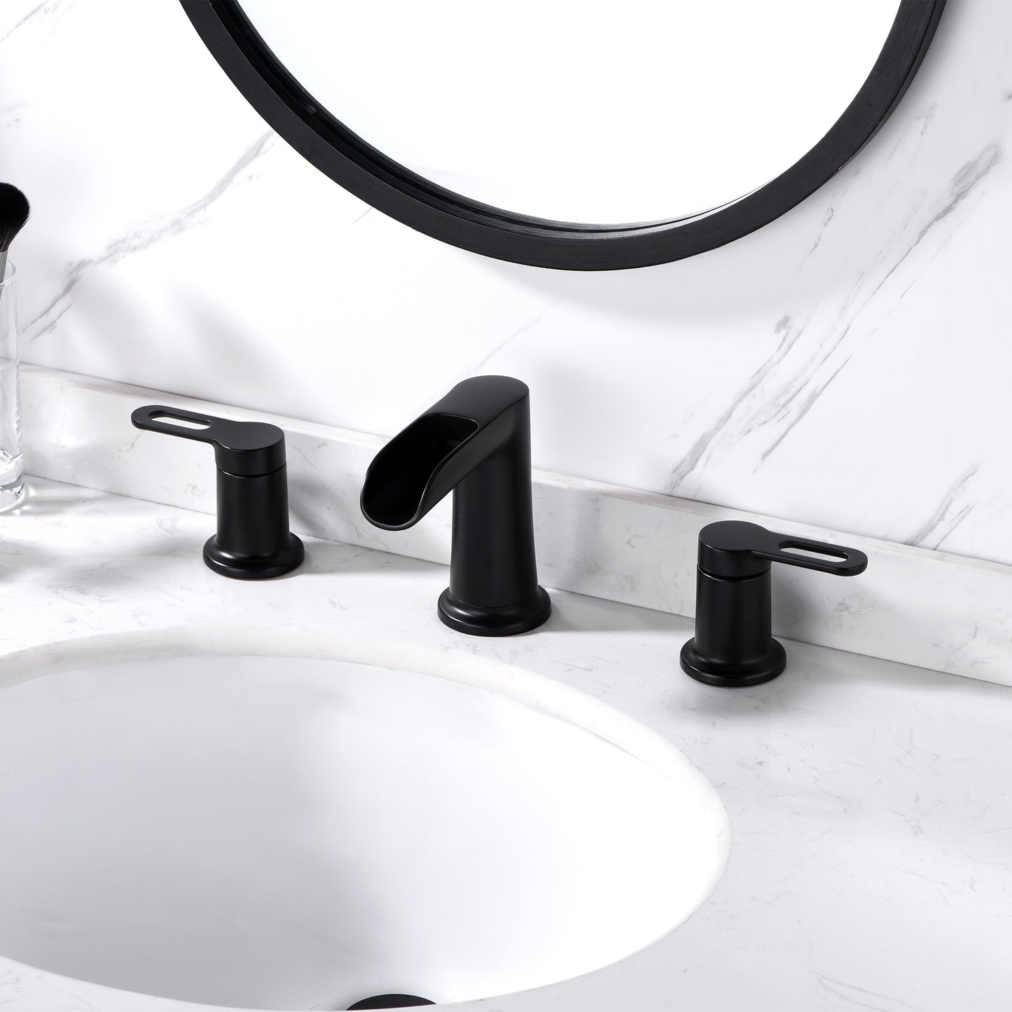 Waterfall 8 in. Widespread 2-Handle Bathroom Faucet in Matte Black