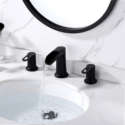 Waterfall 8 in. Widespread 2-Handle Bathroom Faucet in Matte Black