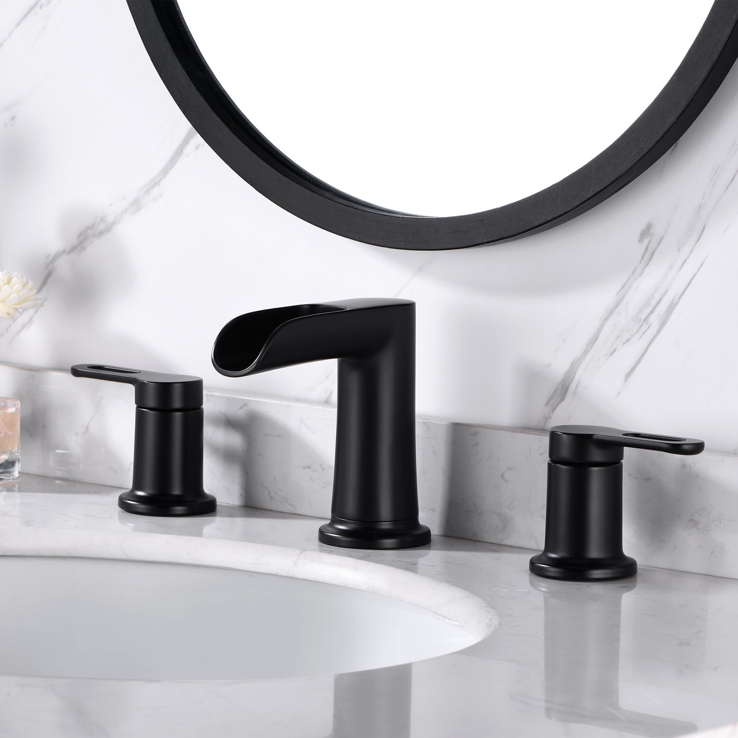 Waterfall 8 in. Widespread 2-Handle Bathroom Faucet in Matte Black