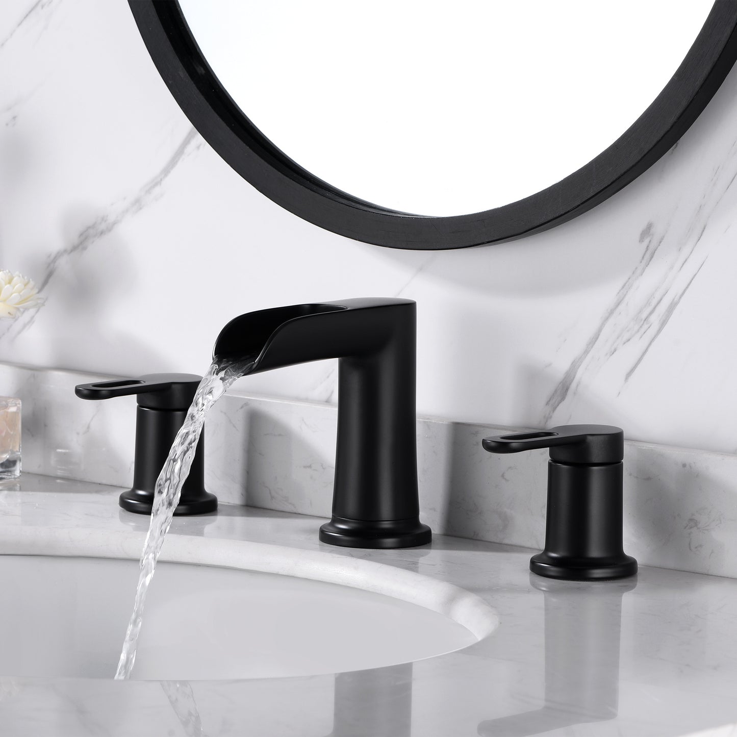 Waterfall 8 in. Widespread 2-Handle Bathroom Faucet in Matte Black