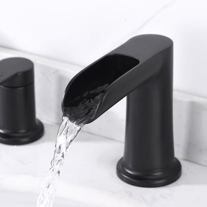 Waterfall 8 in. Widespread 2-Handle Bathroom Faucet in Matte Black