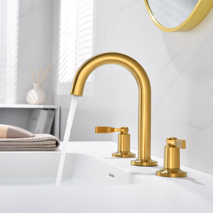 Larko 8 in. Widespread 2-Handle Bathroom Faucet in Brushed Gold