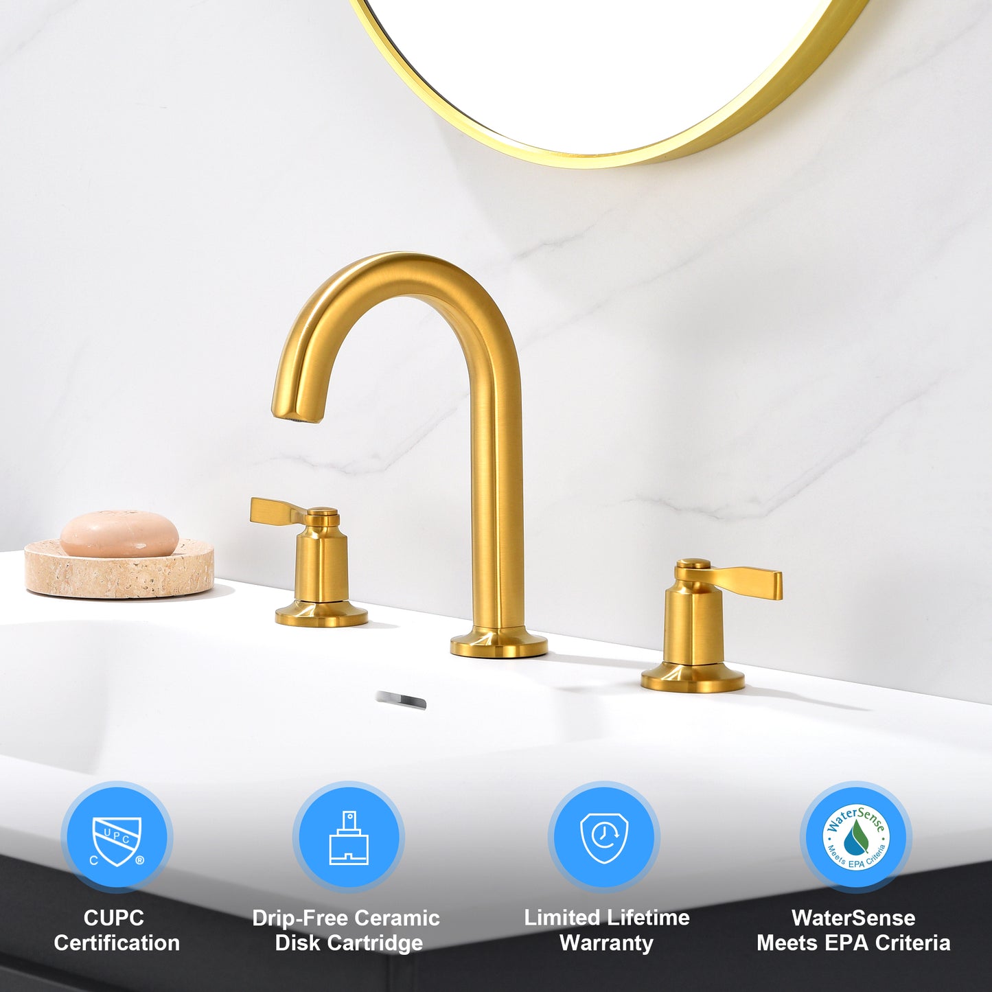 Larko 8 in. Widespread 2-Handle Bathroom Faucet in Brushed Gold