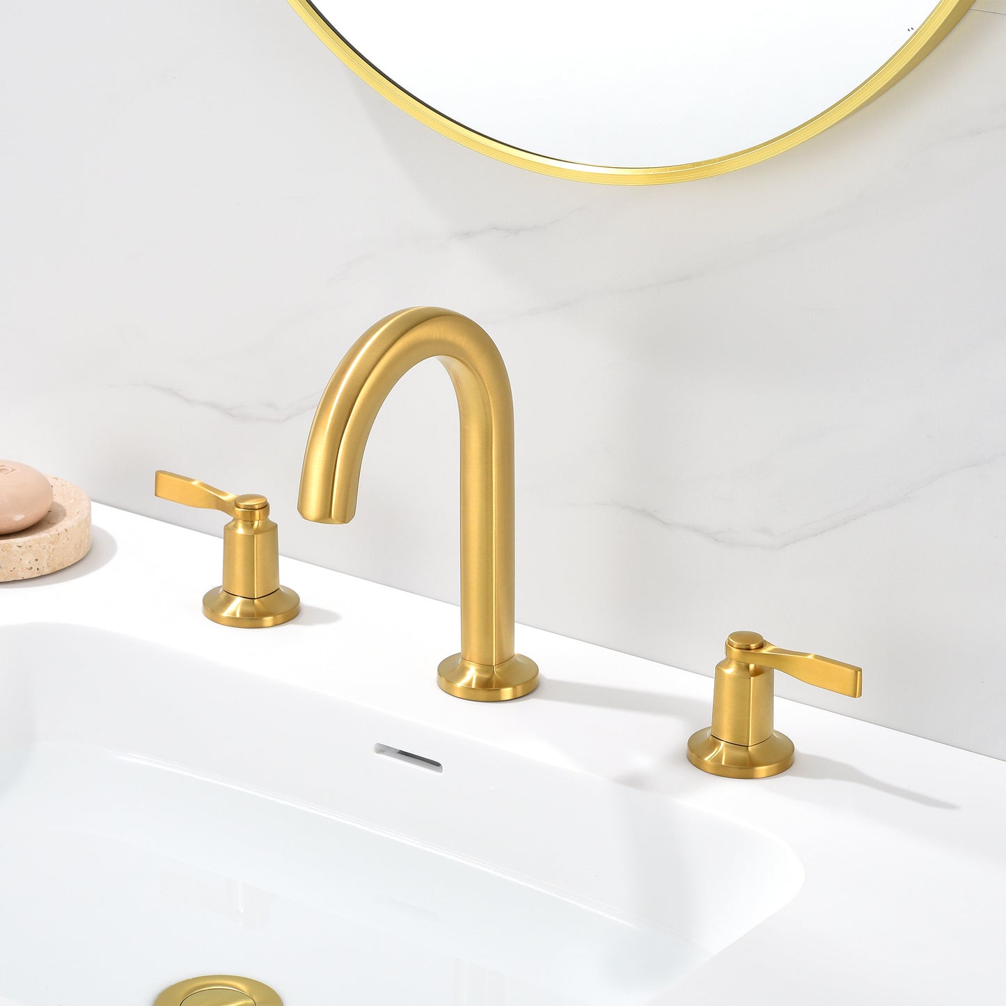 Larko 8 in. Widespread 2-Handle Bathroom Faucet in Brushed Gold