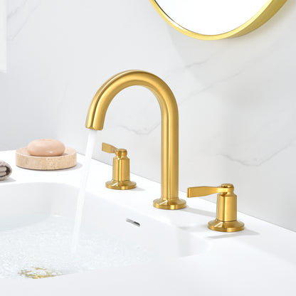 Larko 8 in. Widespread 2-Handle Bathroom Faucet in Brushed Gold