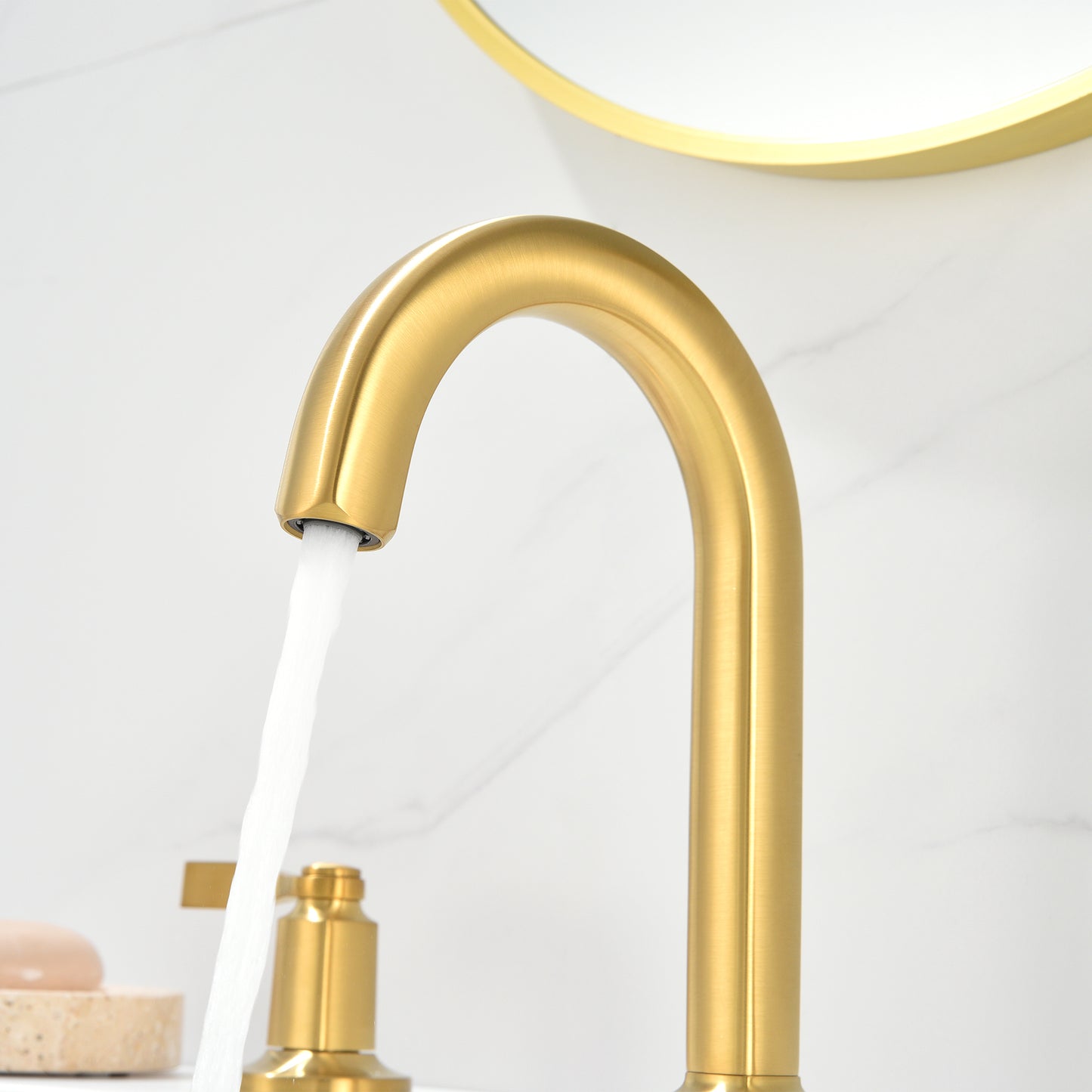 Larko 8 in. Widespread 2-Handle Bathroom Faucet in Brushed Gold