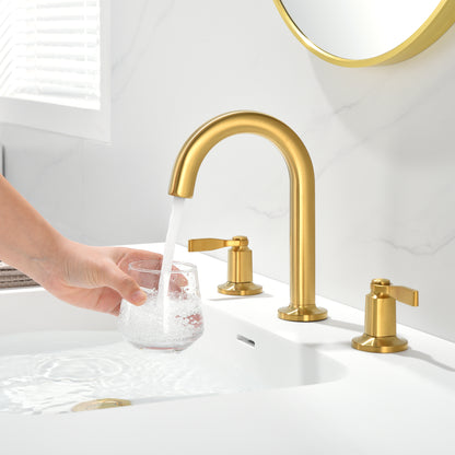 Larko 8 in. Widespread 2-Handle Bathroom Faucet in Brushed Gold