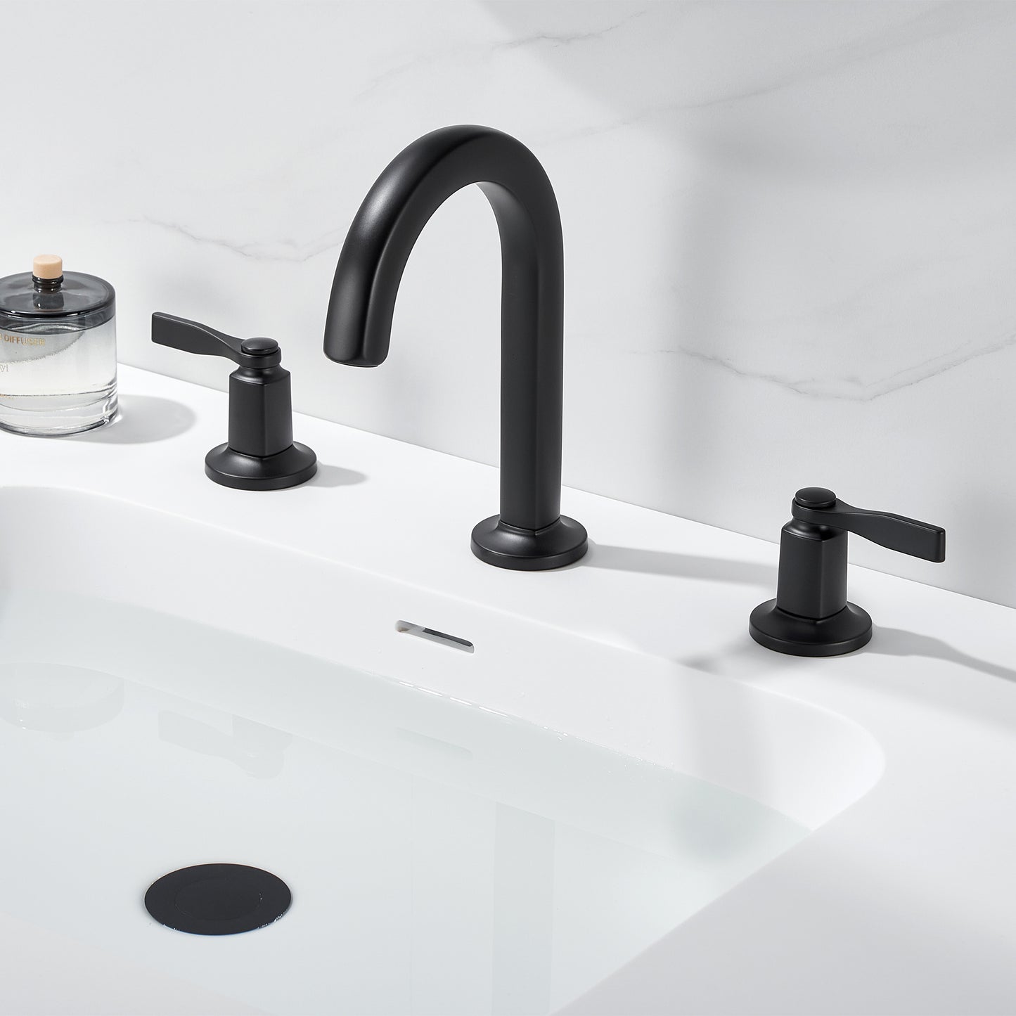 Larko 8 in. Widespread 2-Handle Bathroom Faucet in Matte Black