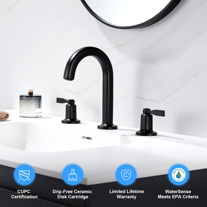 Larko 8 in. Widespread 2-Handle Bathroom Faucet in Matte Black