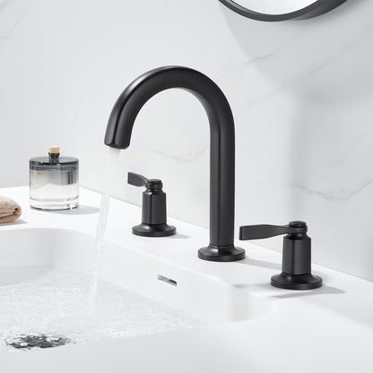 Larko 8 in. Widespread 2-Handle Bathroom Faucet in Matte Black