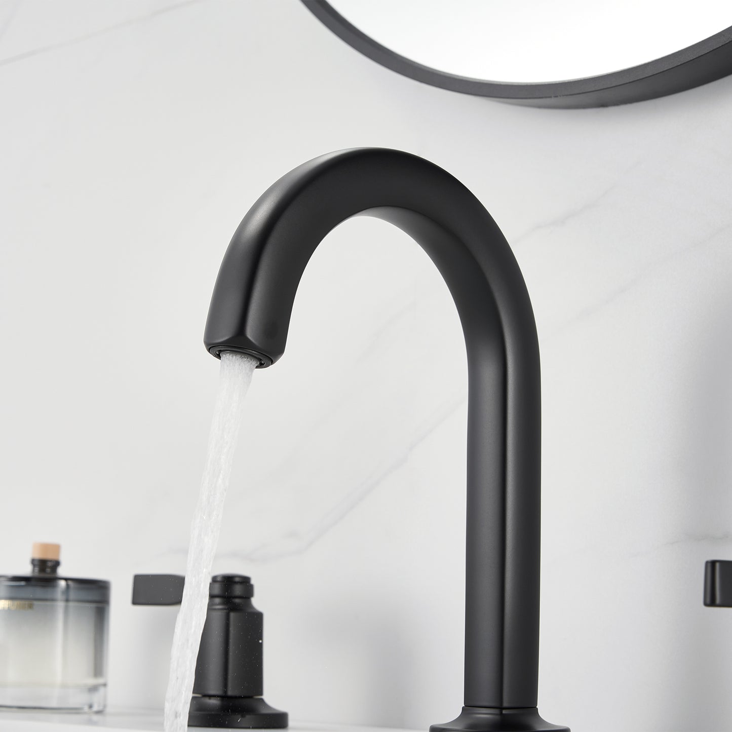 Larko 8 in. Widespread 2-Handle Bathroom Faucet in Matte Black