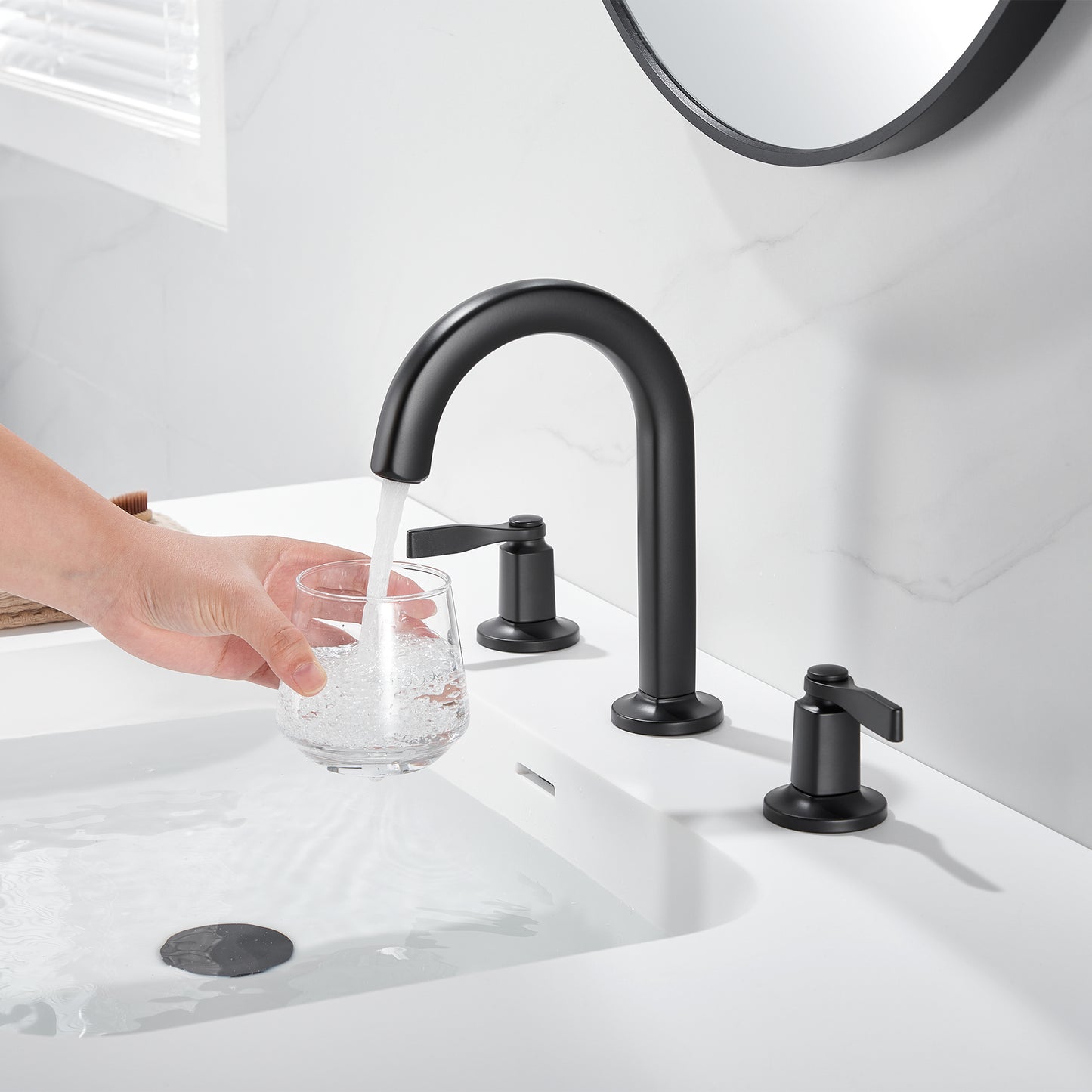 Larko 8 in. Widespread 2-Handle Bathroom Faucet in Matte Black