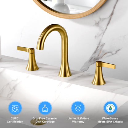 Reesley 8 in. Widespread 2-Handle Bathroom Faucet in Brushed Gold