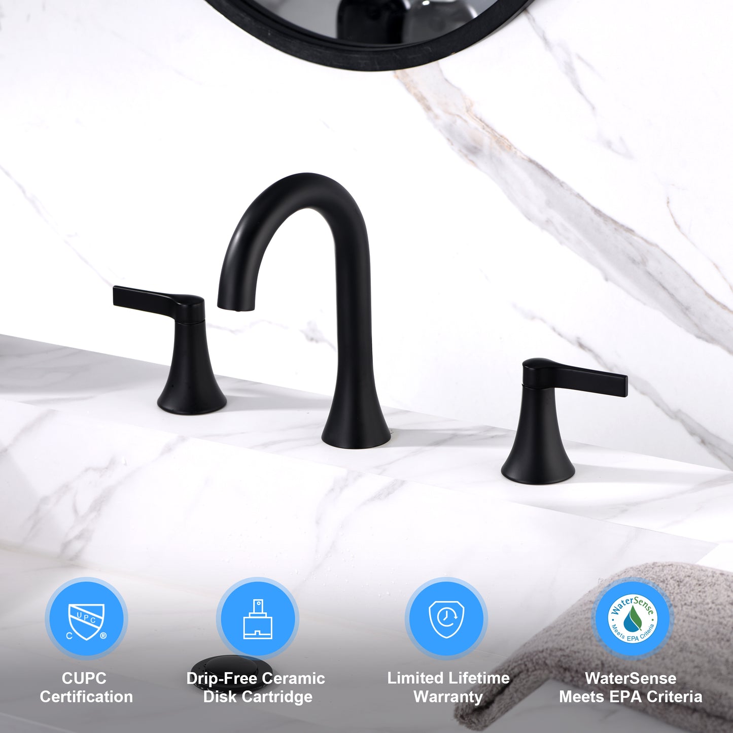 Reesley 8 in. Widespread 2-Handle Bathroom Faucet in Matte Black